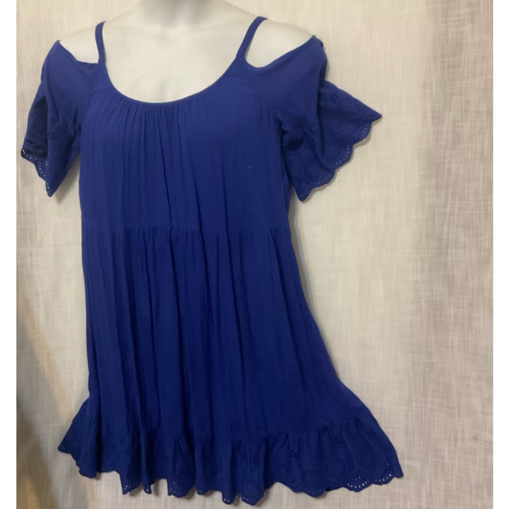 Spence Blue Gauze open shoulder dress